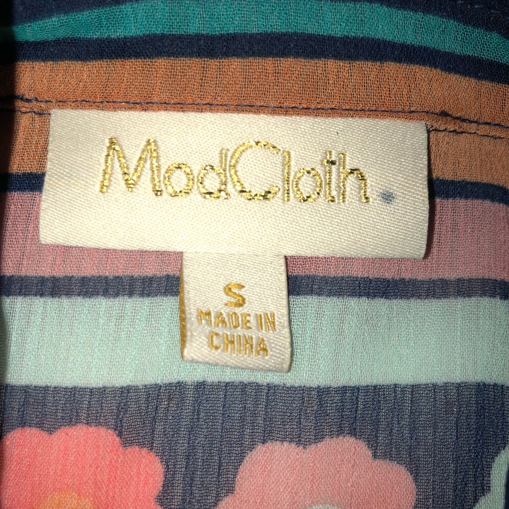 MOD CLOTH BLOUSE MULTI COLOR LIGHT FABRIC Sz S - Picture 3 of 4